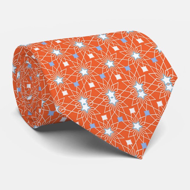 Manar Designer Ties Orange Blue Stars Slips (Rullad)