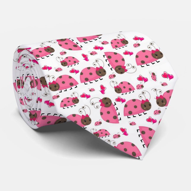 Manar Designer Ties Rosa Ladybugs Slips (Rullad)