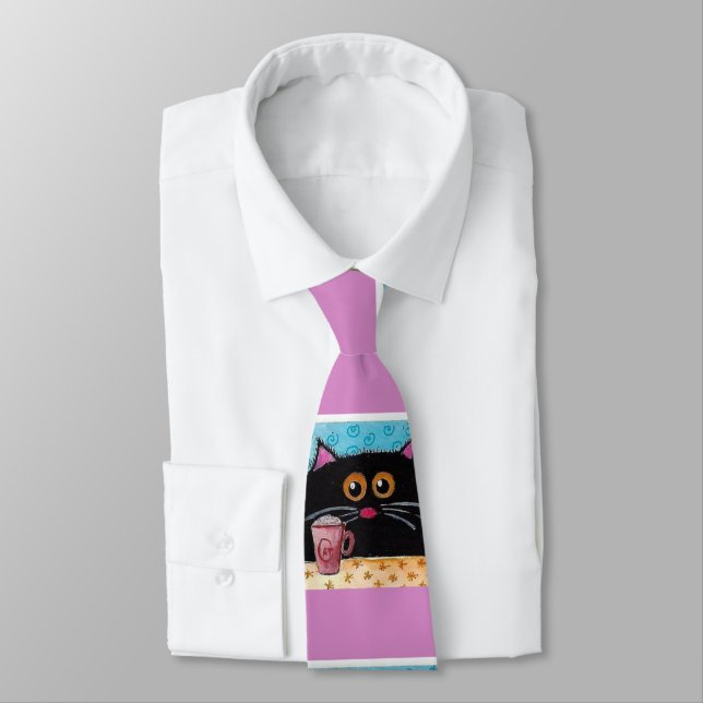 Manar Designer Ties Whimsical Cats Slips (Bunden)