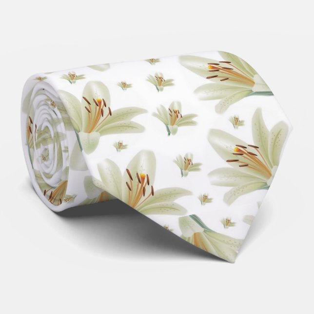 Manar Designer Ties White Tulips Slips (Rullad)