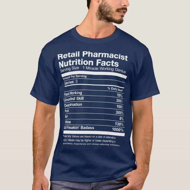 Manar Detaljhandelsfarmaka Nutrition Facts Funny T Shirt (Framsida)