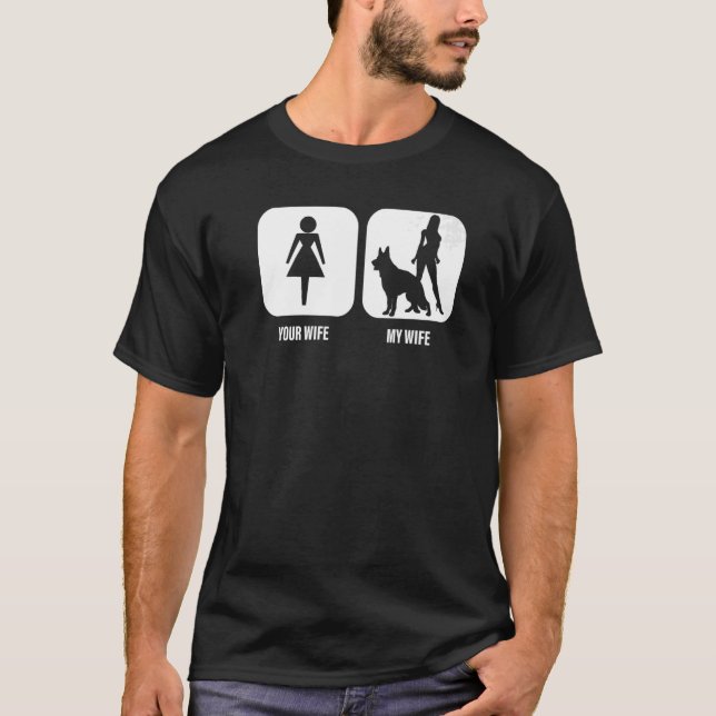 Manar din fru min fru i tyska Hund för Hu T Shirt (Framsida)