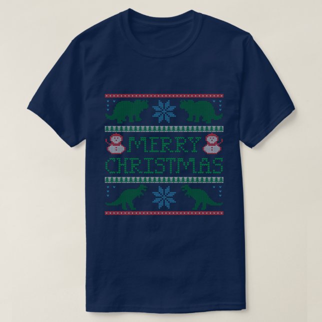 Manar Dinosaur Ugly jul Sweater T-Shirt (Design framsida)