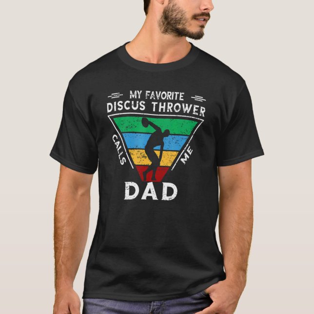 Manar Discus Thrower Retro Far Pappa Discus Athlet T Shirt (Framsida)