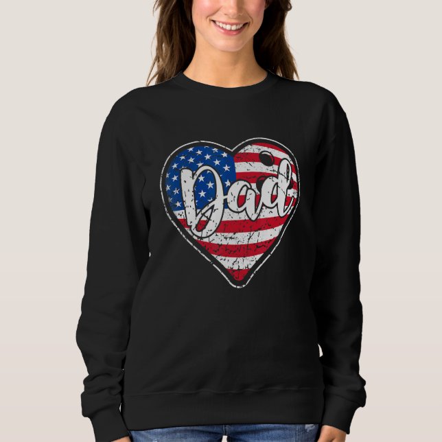 Manar Distress American Flagga Heart Bowling Pappa T Shirt (Framsida)