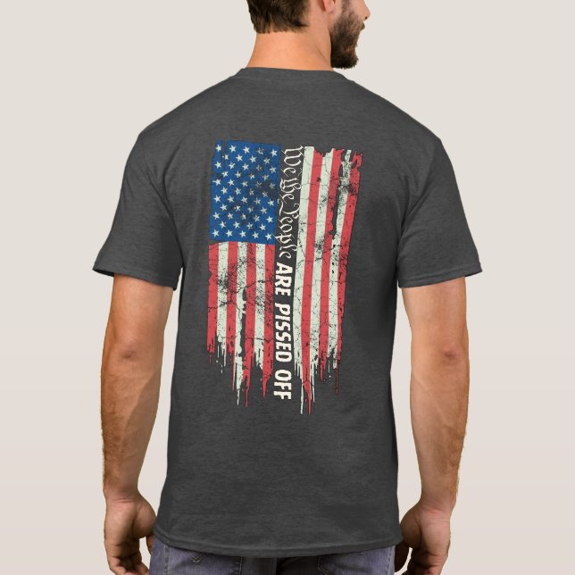 Manar Distress American Flagga We the People T Shirt (Baksida)