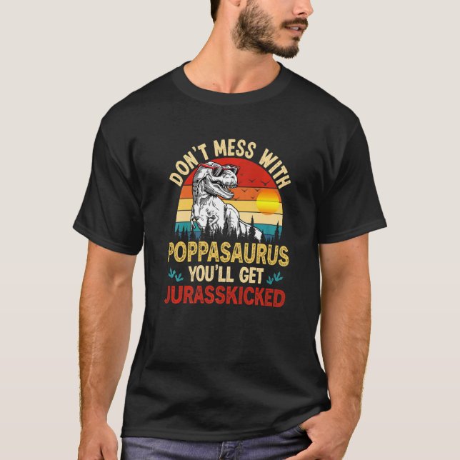 Manar Distress Poppasaurus Dinosaur Rex Pappor T Shirt (Framsida)