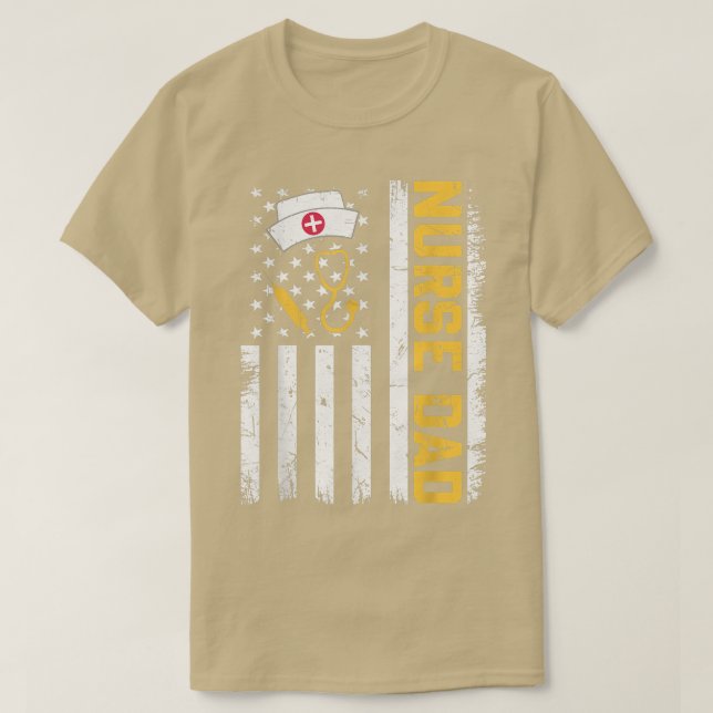 Manar Distress USA flagga Nurse Pappa Patriotic Fa T Shirt (Design framsida)