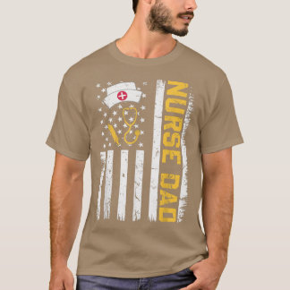 Manar Distress USA flagga Nurse Pappa Patriotic Fa T Shirt