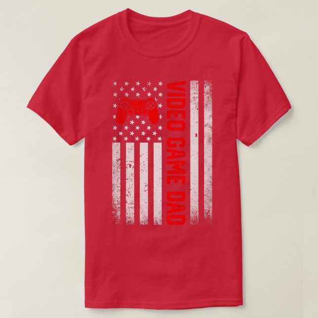 Manar Distress USA flagga Video Game Pappa Far T Shirt (Design framsida)