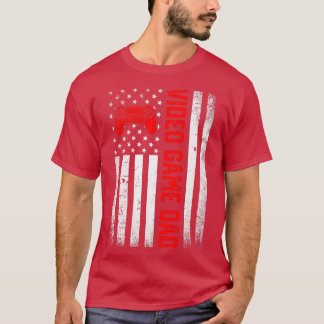 Manar Distress USA flagga Video Game Pappa Far T Shirt
