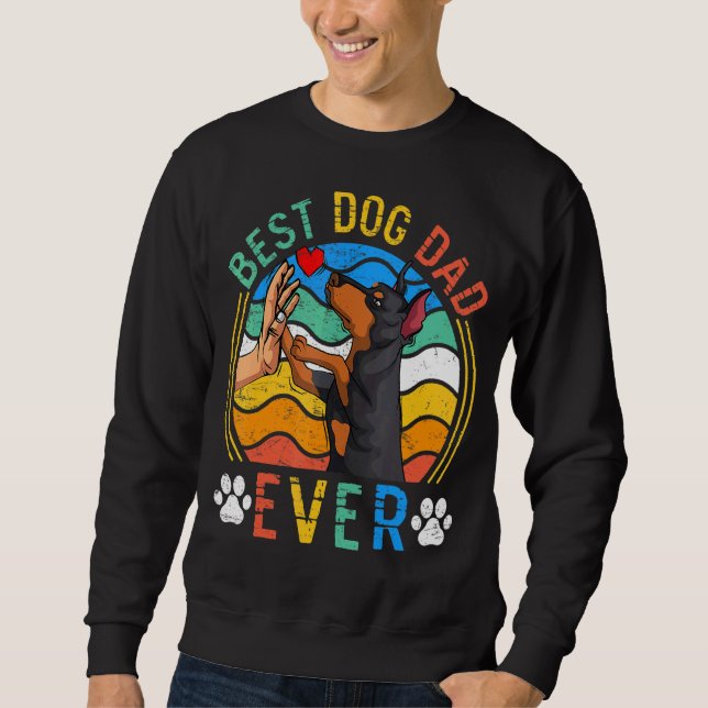 Manar Doberman Best Hund Pappa Aldrig Hund Lång Ärmad Tröja (Framsida)