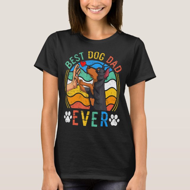 Manar Doberman Best Hund Pappa Aldrig Hund T Shirt (Framsida)