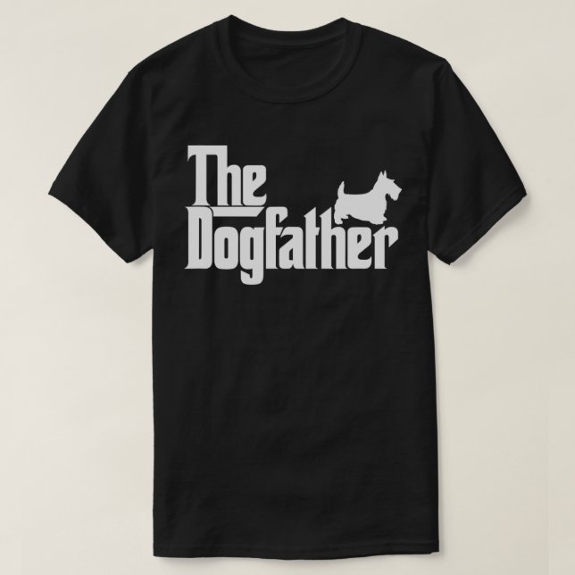 Manar Dogfather Scottish Terrier Hund Pappa T Shirt (Design framsida)