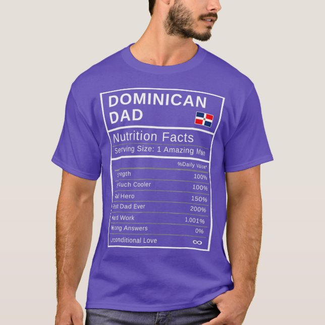 Manar Dominikanska Pappa Nutrition Facts Fars dag T Shirt (Framsida)