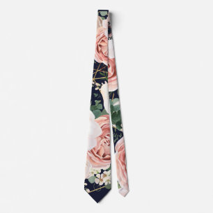 Manar Dress Tie Geometric Garden Ro marinblå Slips