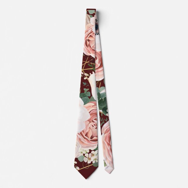 Manar Dress Tie Geometric Garden Ro Vin Burgundy Slips (Framsida)