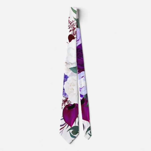 Manar Dress Tie Lavender Hibiscus på White Slips (Framsida)