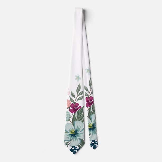 Manar Dress Tie Tropical Flower on White Slips (Framsida)