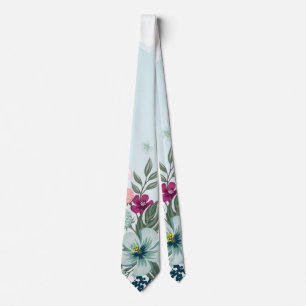 Manar Dress Tie Tropical Flower på Blue Ombre Slips