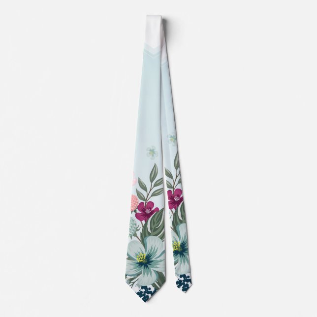 Manar Dress Tie Tropical Flower på Blue Ombre Slips (Framsida)