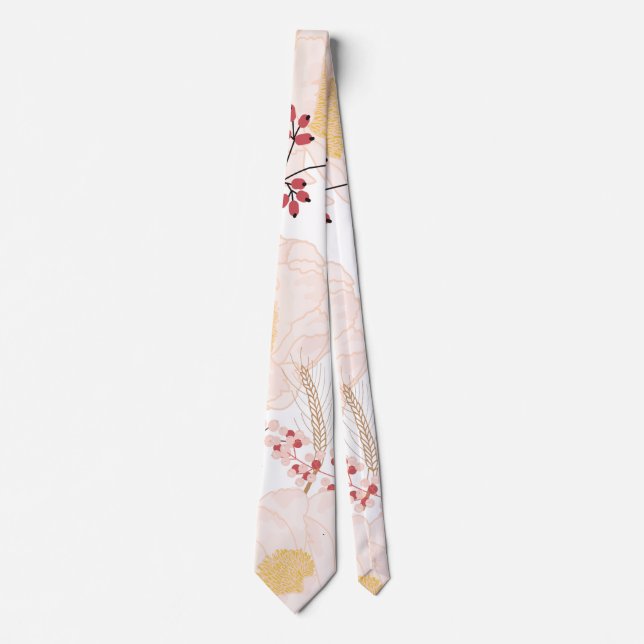 Manar Dress Tie White Blommigt Flowers on White Slips (Framsida)