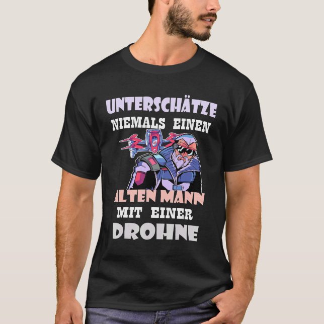 Manar Drone Drone Pilot Grandpa Old Man T Shirt (Framsida)