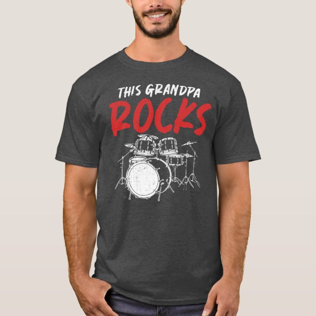 Manar Drum Set Den här farfar Sten är trött Drumme T Shirt (Framsida)