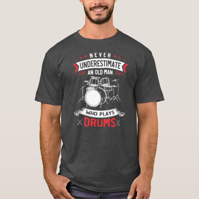 Manar Drum Set Music Retrött Gamman Drummer T Shirt (Framsida)