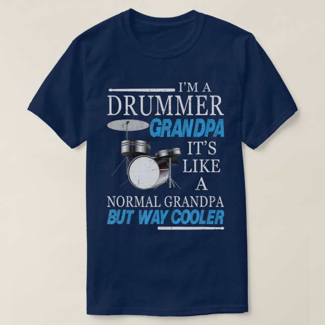 Manar Drummer Grandpa är som en vanlig morfar på T Shirt (Design framsida)
