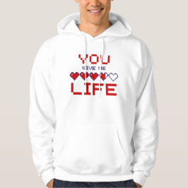 Manar du Ge mig Life Pixel Heart-spelmätare Hoodie