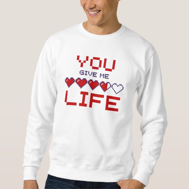 Manar du Ge mig Life Pixel Heart-spelmätare Lång Ärmad Tröja (Framsida)