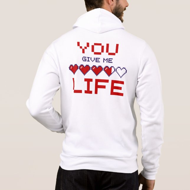 Manar du Ge mig Life Pixel Heart-spelmätare T Shirt (Baksida)