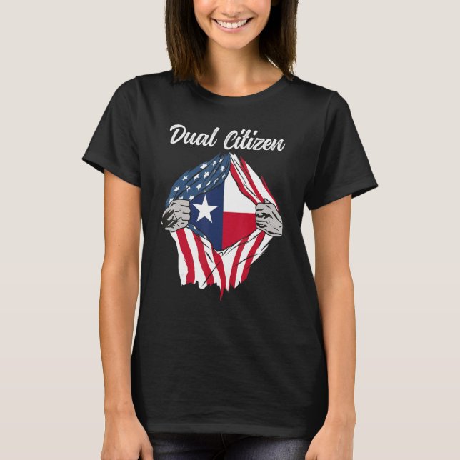 Manar Dual Citizen Texas State and America Flagga  T Shirt (Framsida)
