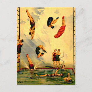 Manar dykning in i Bassäng Vintage 1898 Circus Pos Vykort