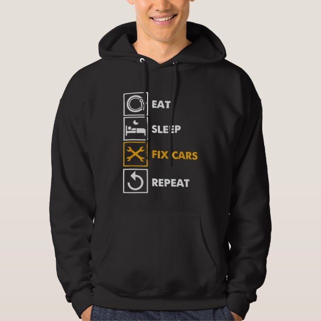 Manar Eat-viloläge Fix-bilar Automechanic-raster R Hoodie (Framsida)