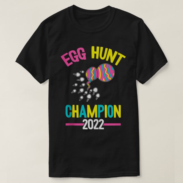 Manar Egg Hunt Champion 2022 Påsk Day Funny Pappa  T Shirt (Design framsida)