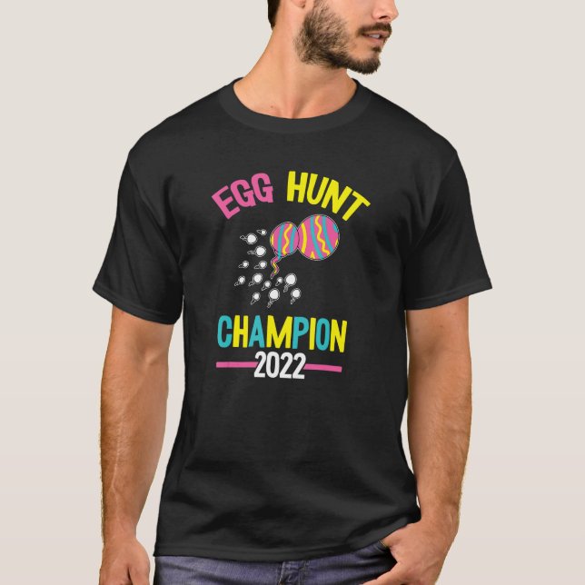 Manar Egg Hunt Champion 2023 Påsk Day Funny Pappa  T Shirt (Framsida)