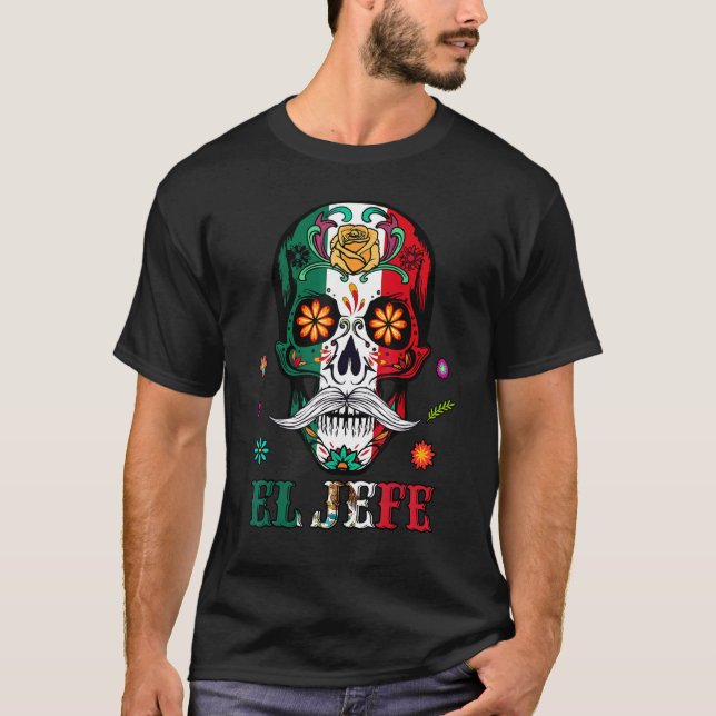Manar El Jefe Sugar Skull Mexiko Independence day  T Shirt (Framsida)