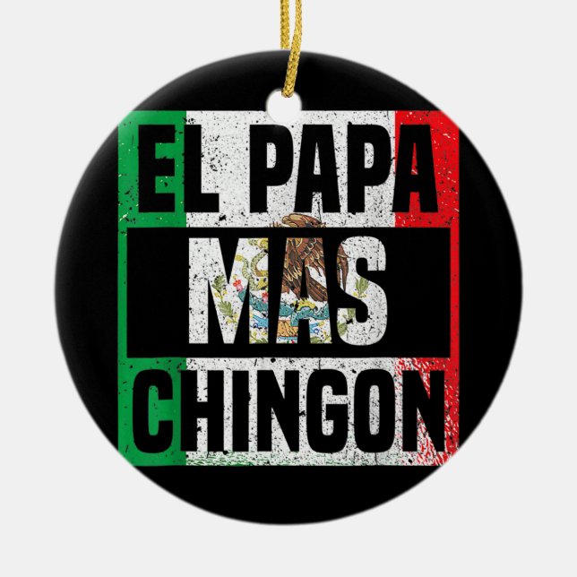 Manar El Pappa Mas Chingon Mexican Flagga Cinco De Julgransprydnad Keramik (Framsidan)