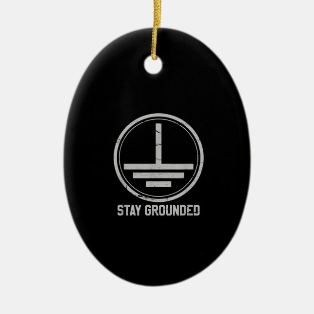 Manar Electrician - Keep Groround Funny Nerd Julgransprydnad Keramik (Framsidan)