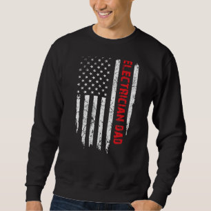 Manar Electrician Pappa American Flagga 4:e juli T Lång Ärmad Tröja