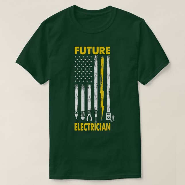Manar Electrician US Flagga for Future Electric T Shirt (Design framsida)