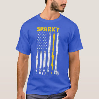 Manar Electrician US Flagga Sparky Verktyg T Shirt