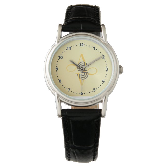 Manar Elegant Guld Oversized Bracelet Classic Armbandsur (Framsida)