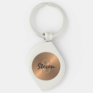 Manar Elegant Monogram Namn Bronze Metallic Swirl Silverfärgad Nyckelring