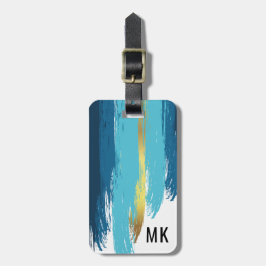 Manar Elegant Navy Blue & Guld Monogram Bagagebricka