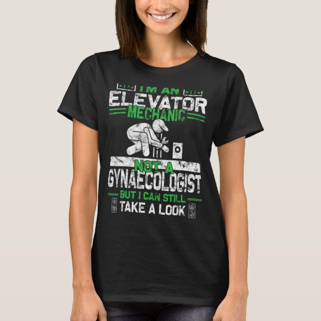 Manar Elevator Mechanic Installer Maintenance Tech T Shirt (Framsida)