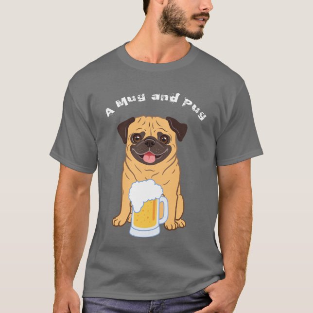 manar eller dams "Funny Pug" och "älskare" T Shirt (Framsida)