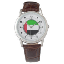 Manar Emirates Flagga Classic Brown Leather Watch